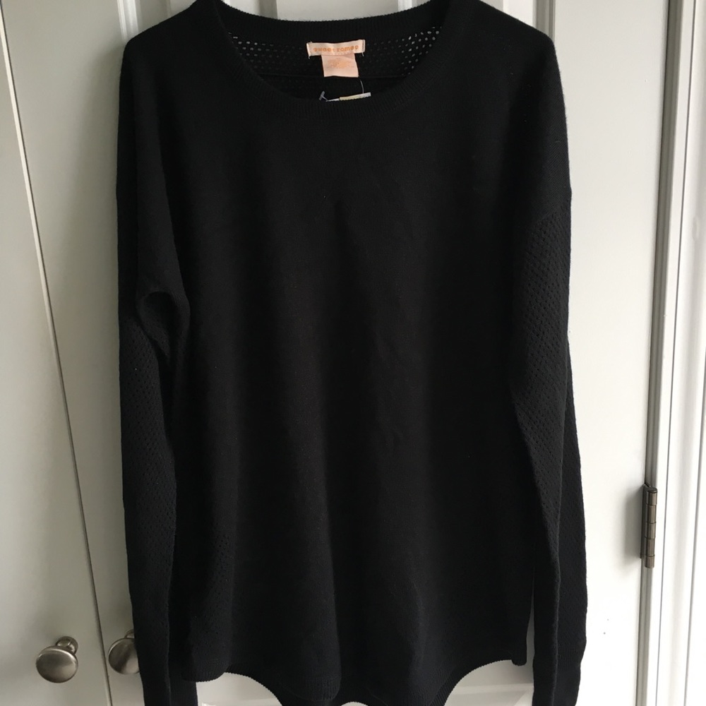 black sweater with open mesh back & sleeves